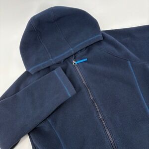 Lands End Kids Fleece Hoodie Full Zip Jacket Navy Blue Size M‎ 10-12